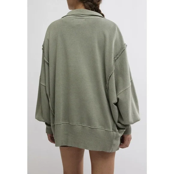 We The Free People Camden Henley Long Sleeve Sweatshirt XS Slouchy Boho Grunge - Picture 10 of 15